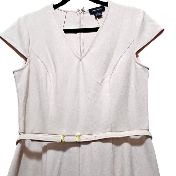 Liz Claiborne Womens Pink Short-Sleeve V-Neck Belted A-Line Dress Size 8 - Picture 6 of 14